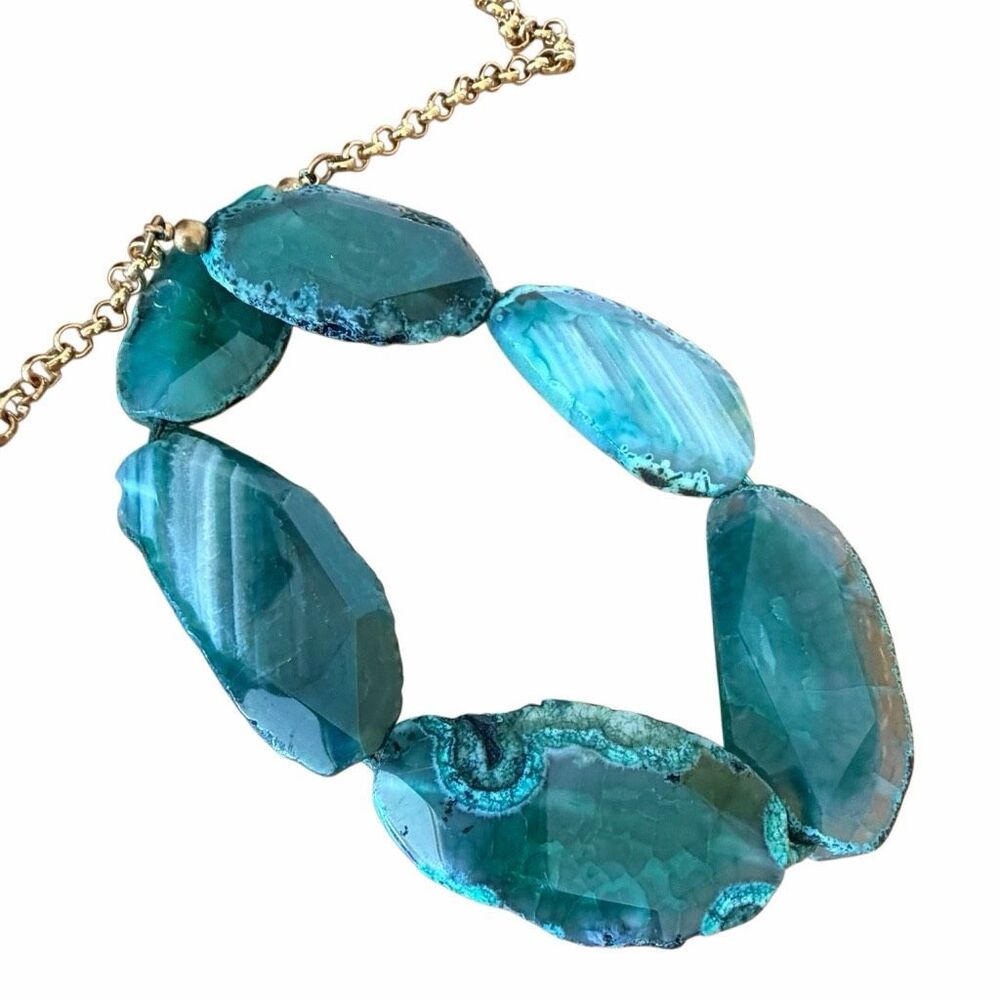Kenneth Lane Green Agate Slice Statement Necklace - Picture 7 of 10